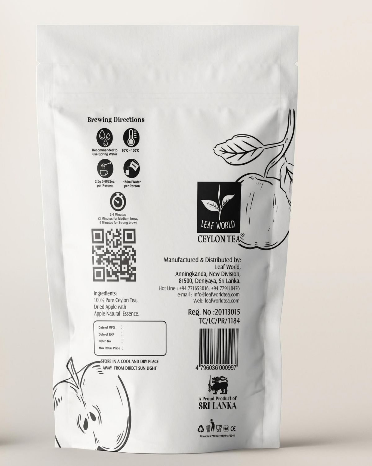 Apple Green Tea — back of pack