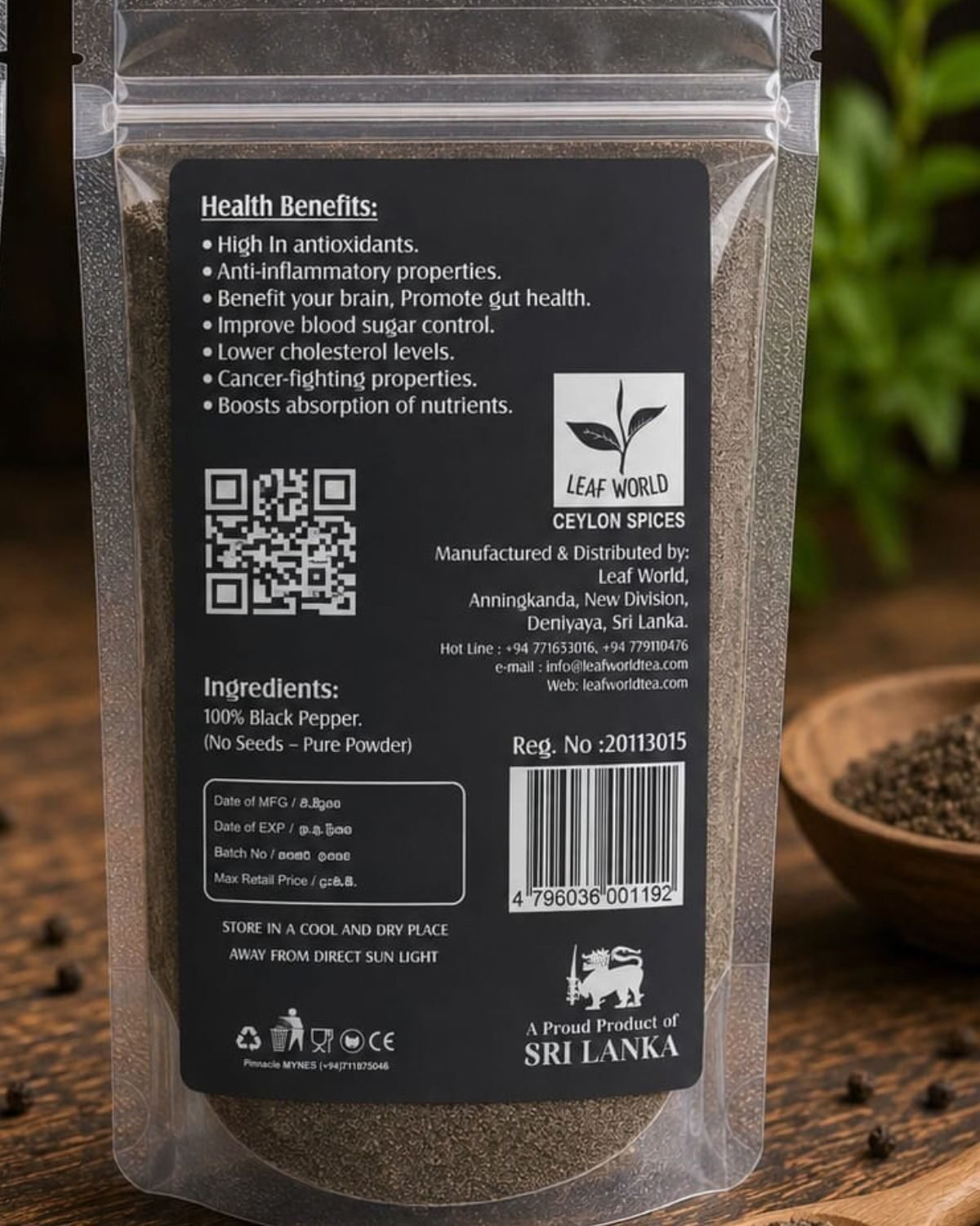 Black Pepper Powder — back of pack