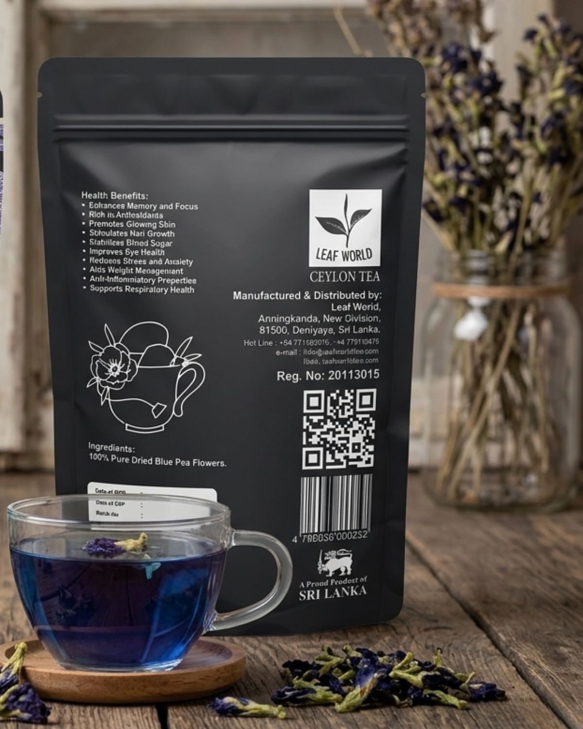 Blue Pea Flower — back of pack