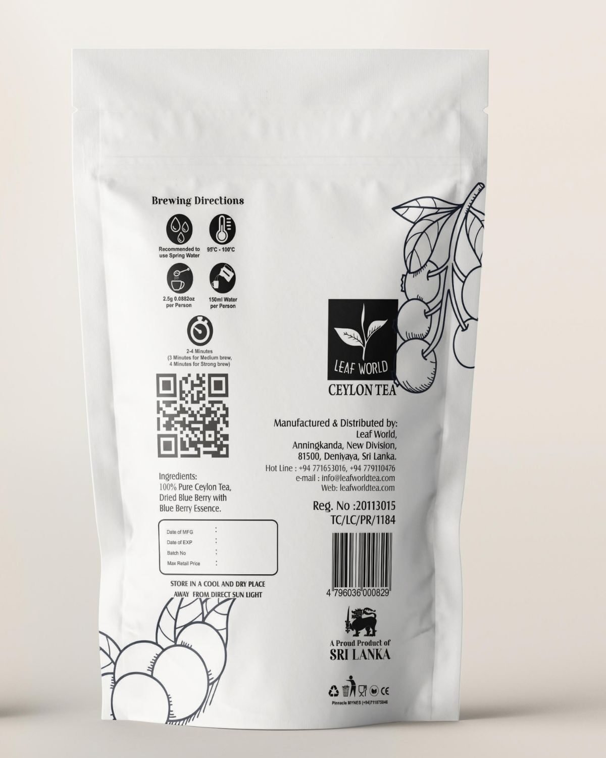 Blueberry Green Tea — back of pack