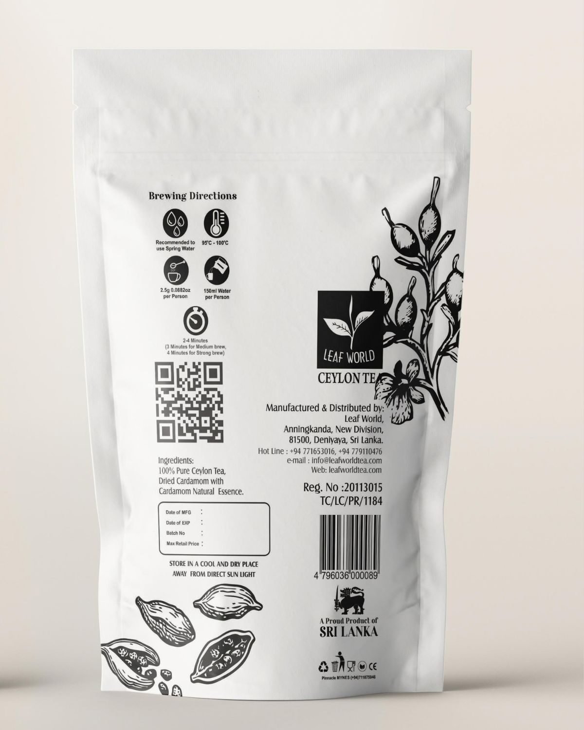 Cardamom Green Tea — back of pack
