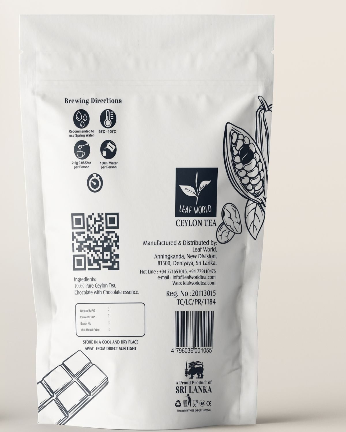 Chocolate Black Tea — back of pack