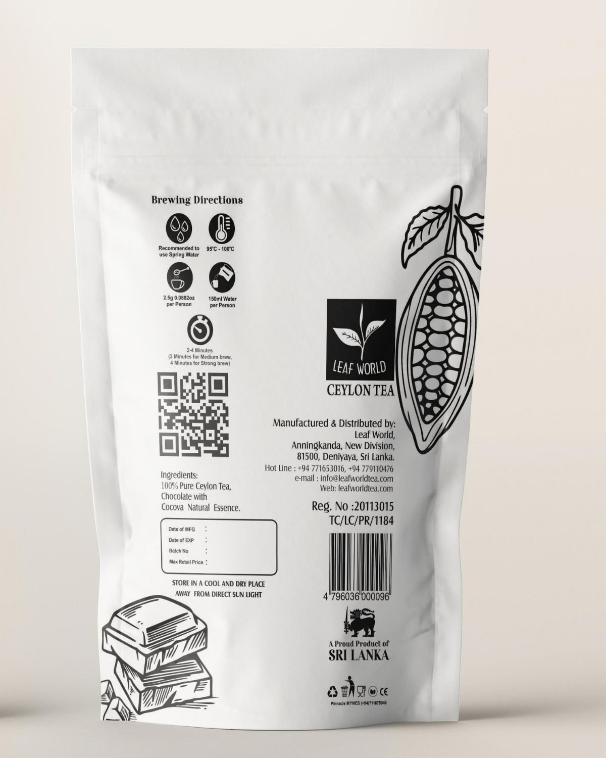 Chocolate Green Tea — back of pack
