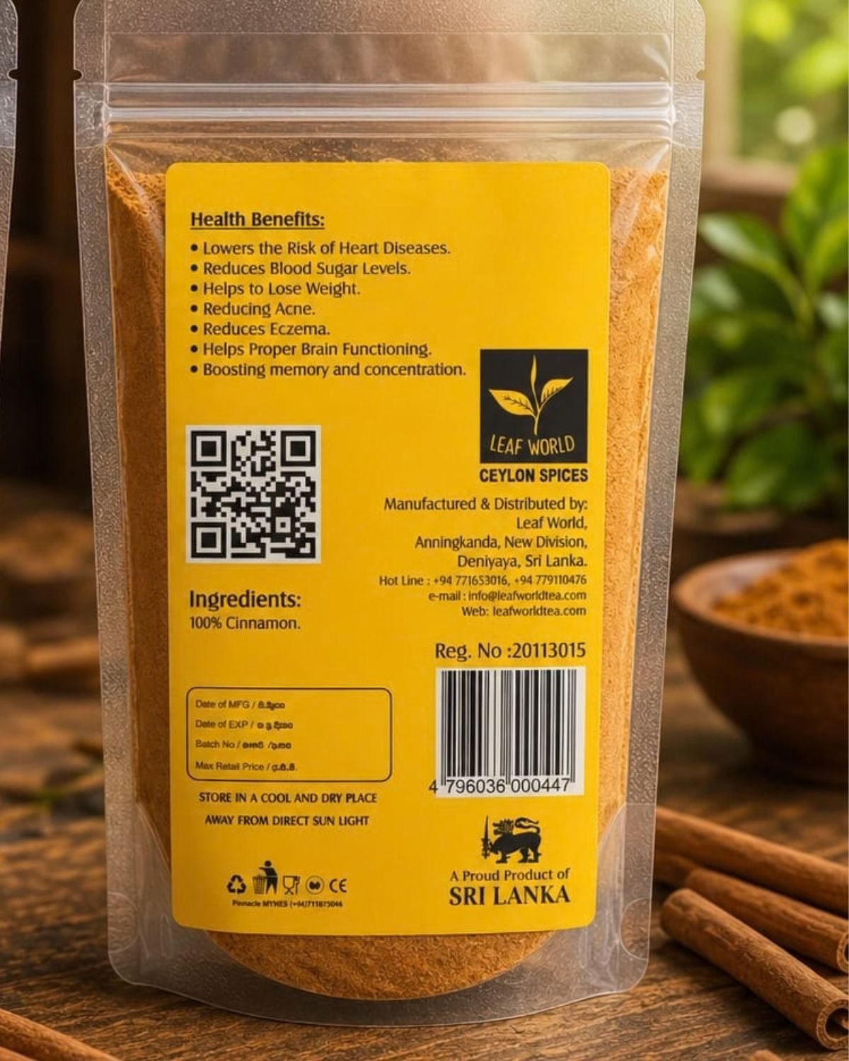 Cinnamon Powder — back of pack