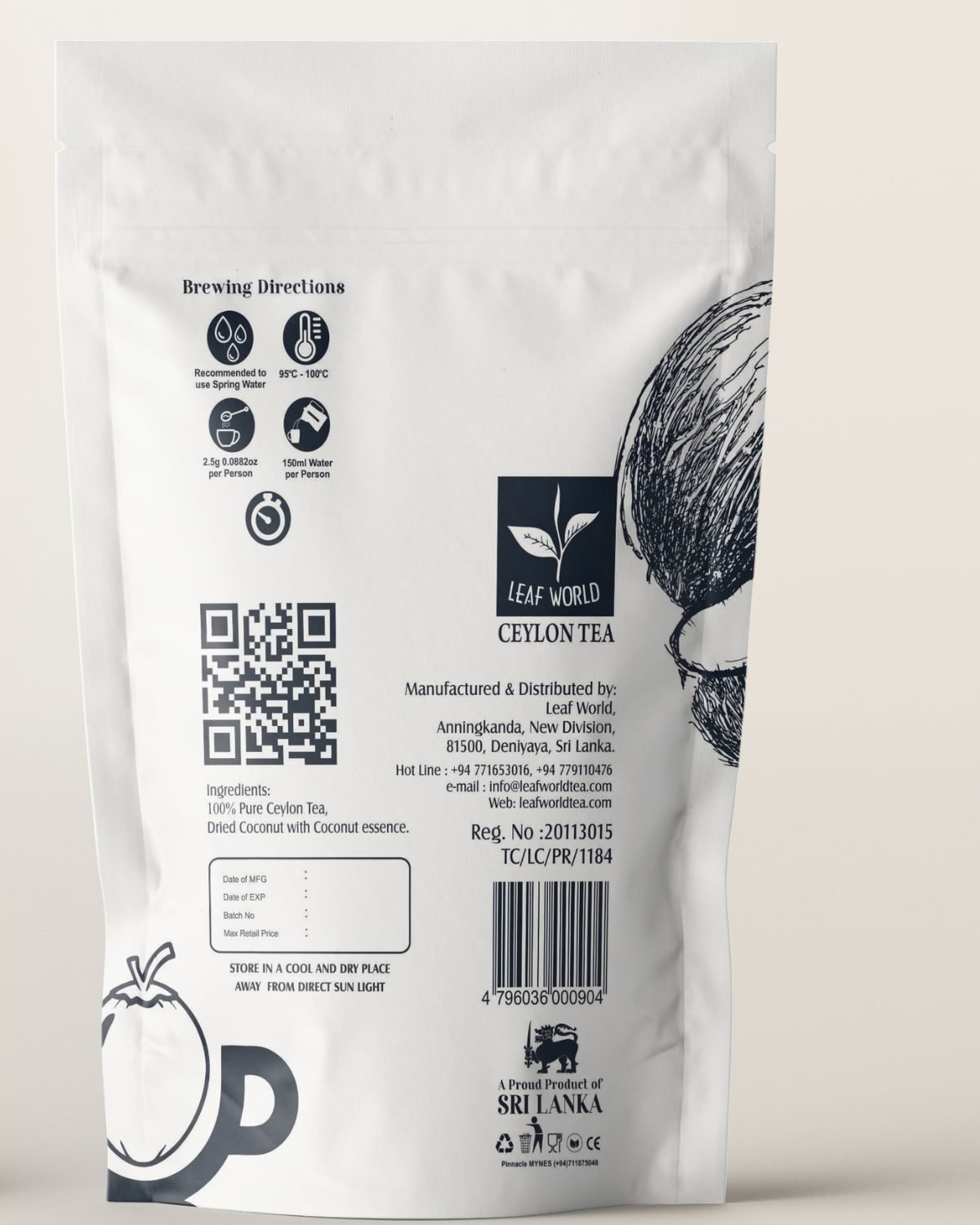 Coconut Black Tea — back of pack