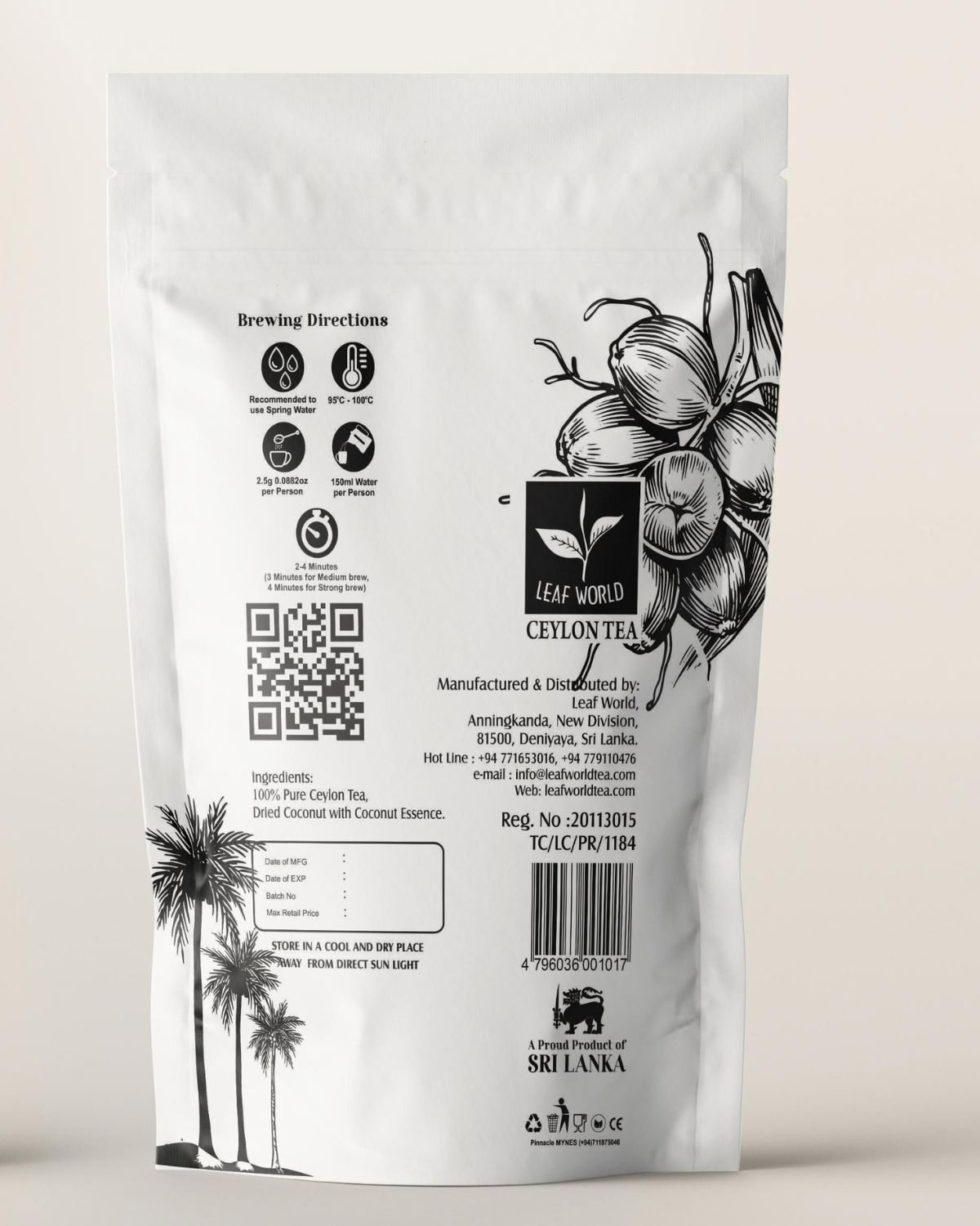 Coconut Green Tea — back of pack