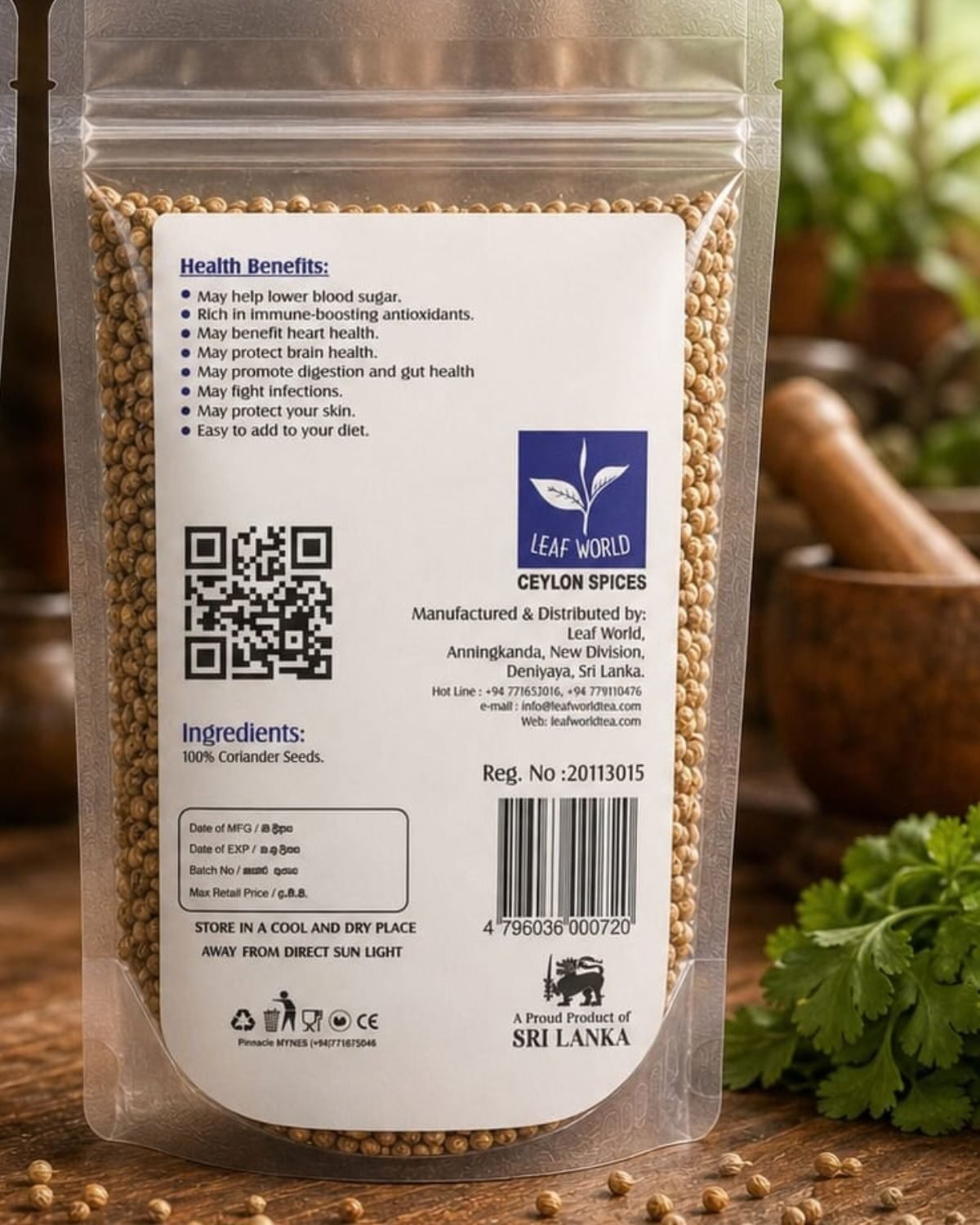 Coriander Seeds — back of pack