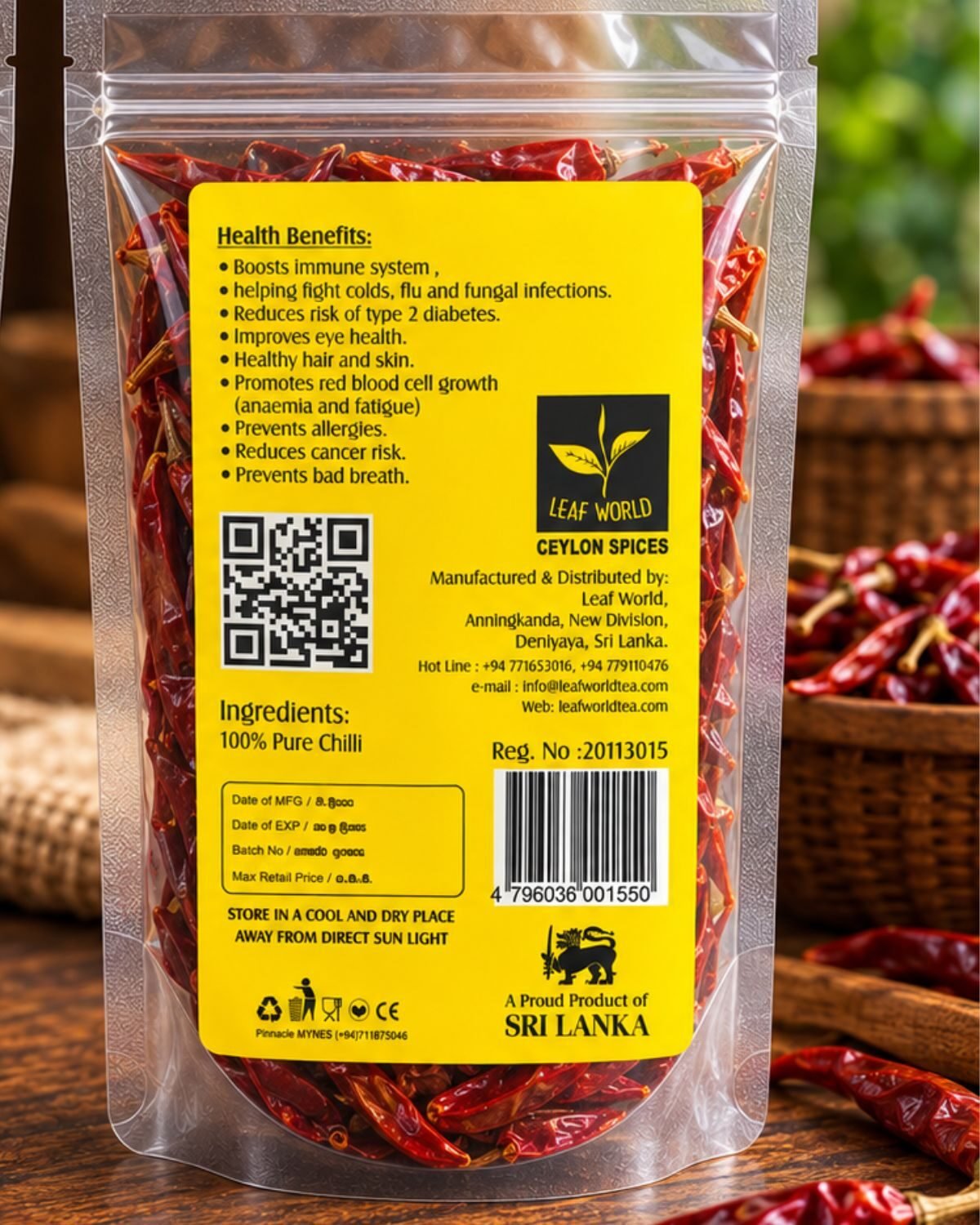 Dry Red Chilli — back of pack