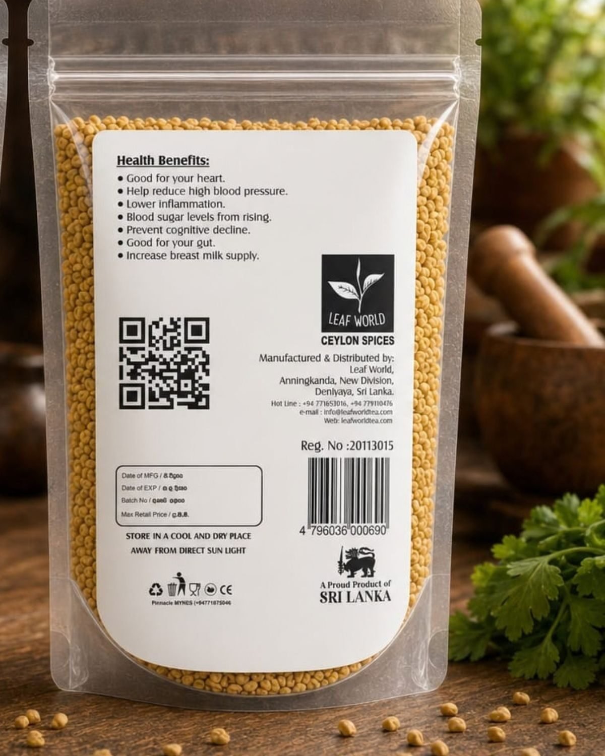 Fenugreek Seeds — back of pack