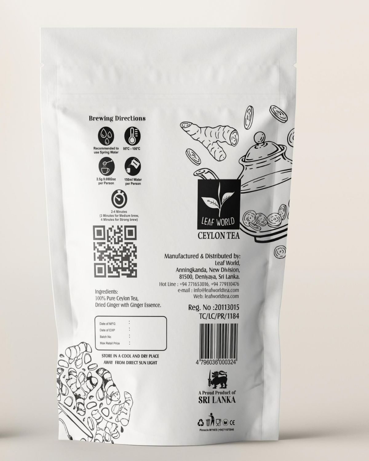 Ginger Green Tea — back of pack