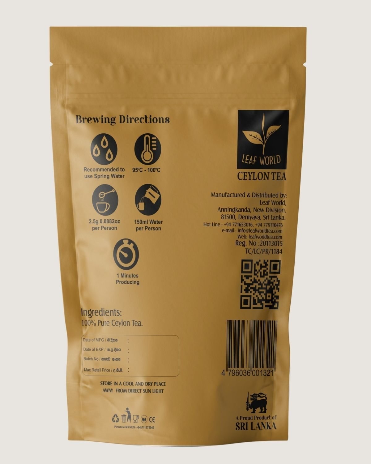 Golden Tips Tea — back of pack