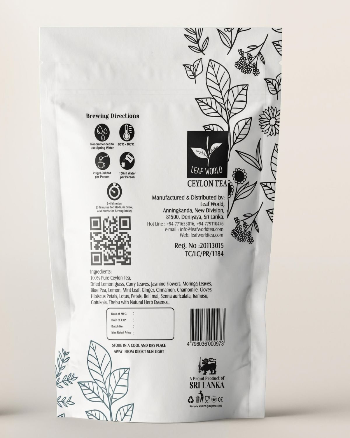 Herbal Green Tea — back of pack