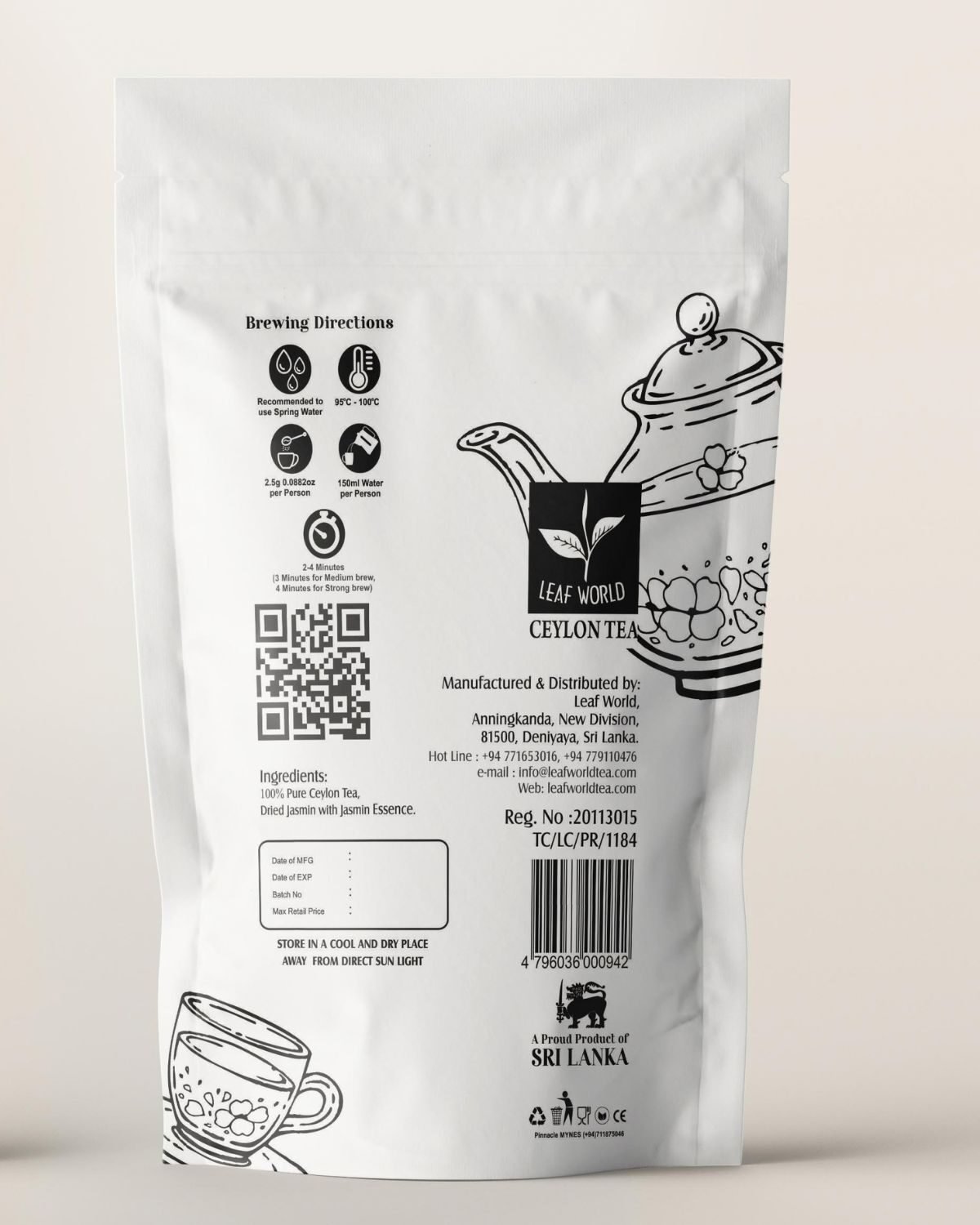 Jasmine Green Tea — back of pack