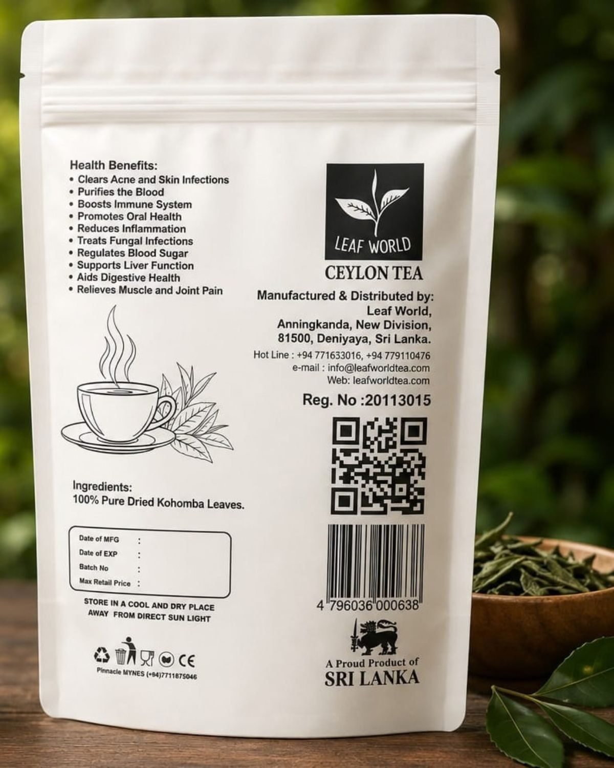 Kohomba Leaves — back of pack
