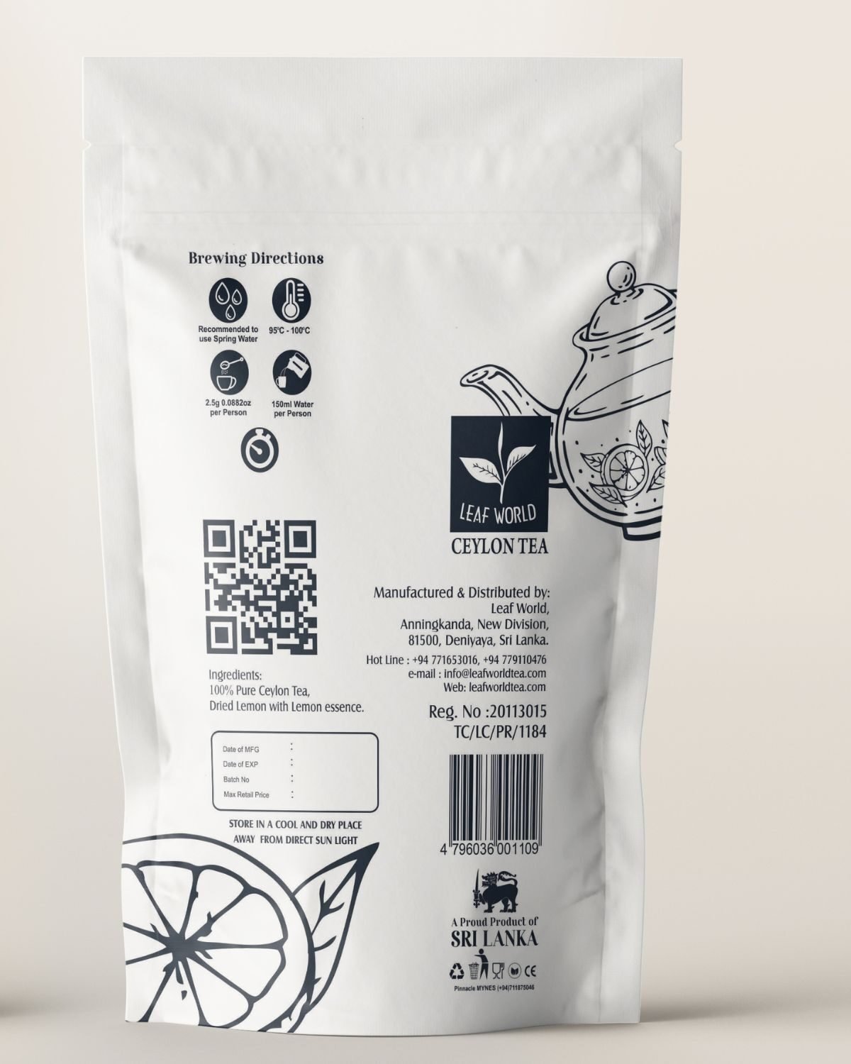 Lemon Black Tea — back of pack