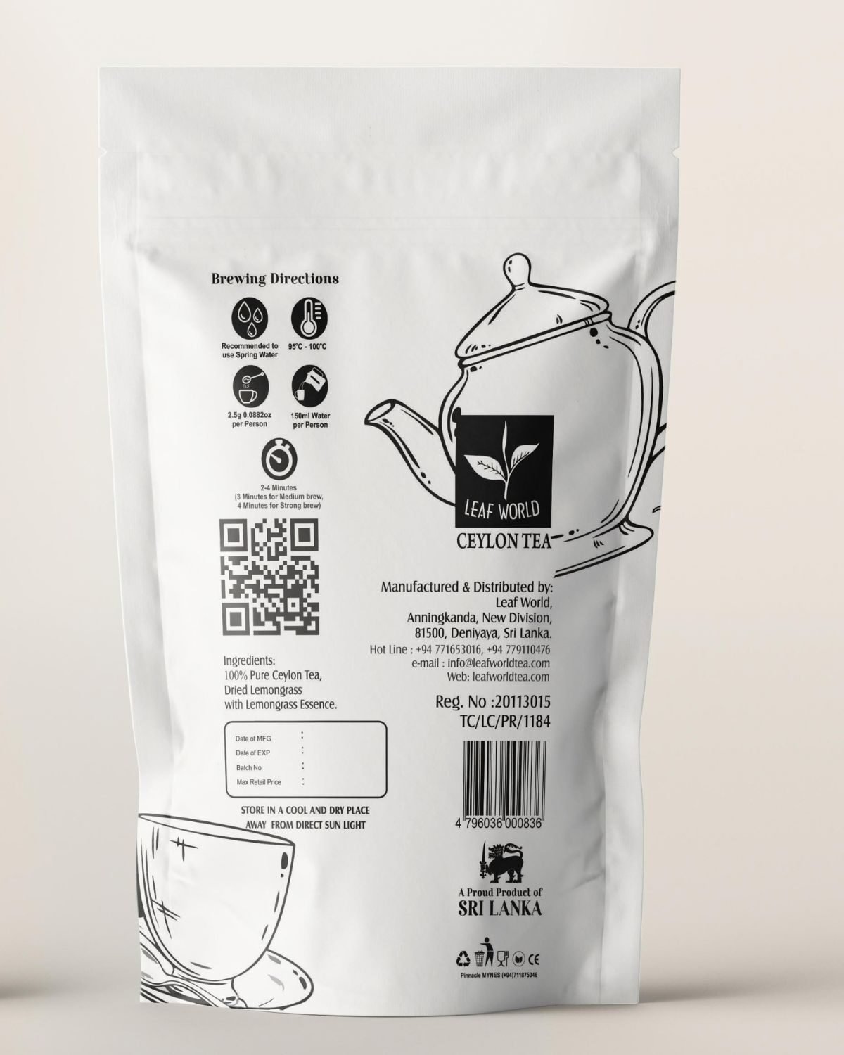 Lemongrass Green Tea — back of pack