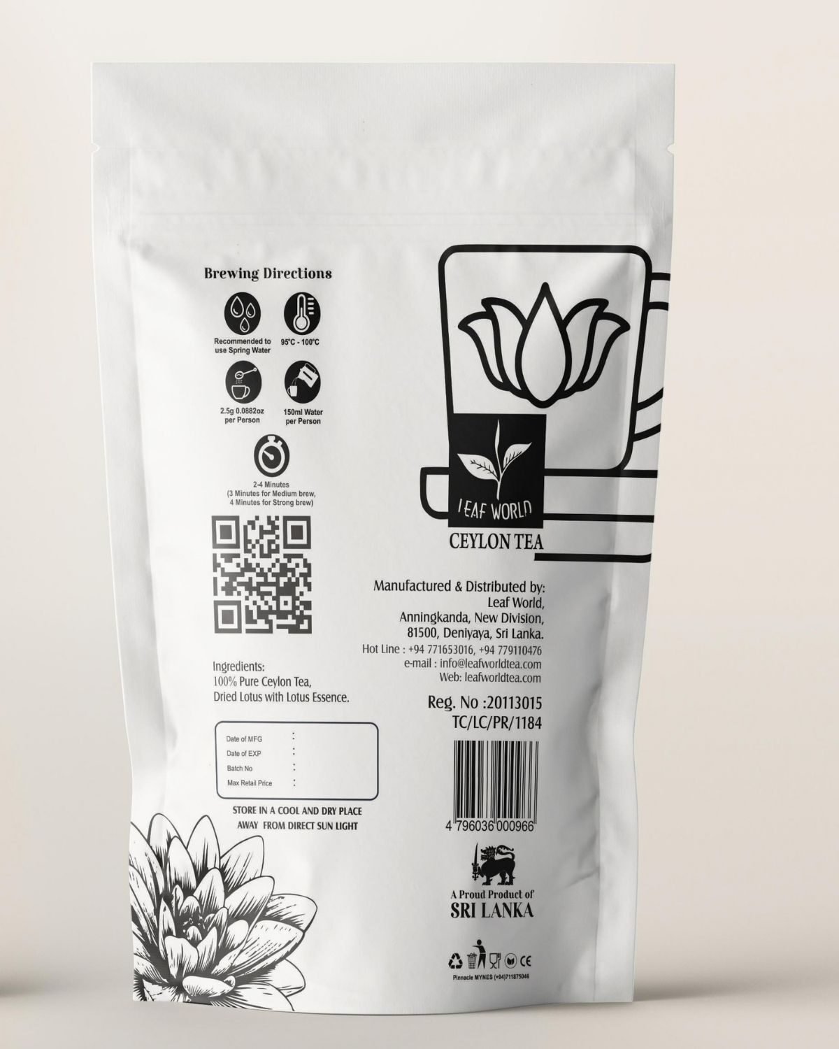 Lotus Green Tea — back of pack