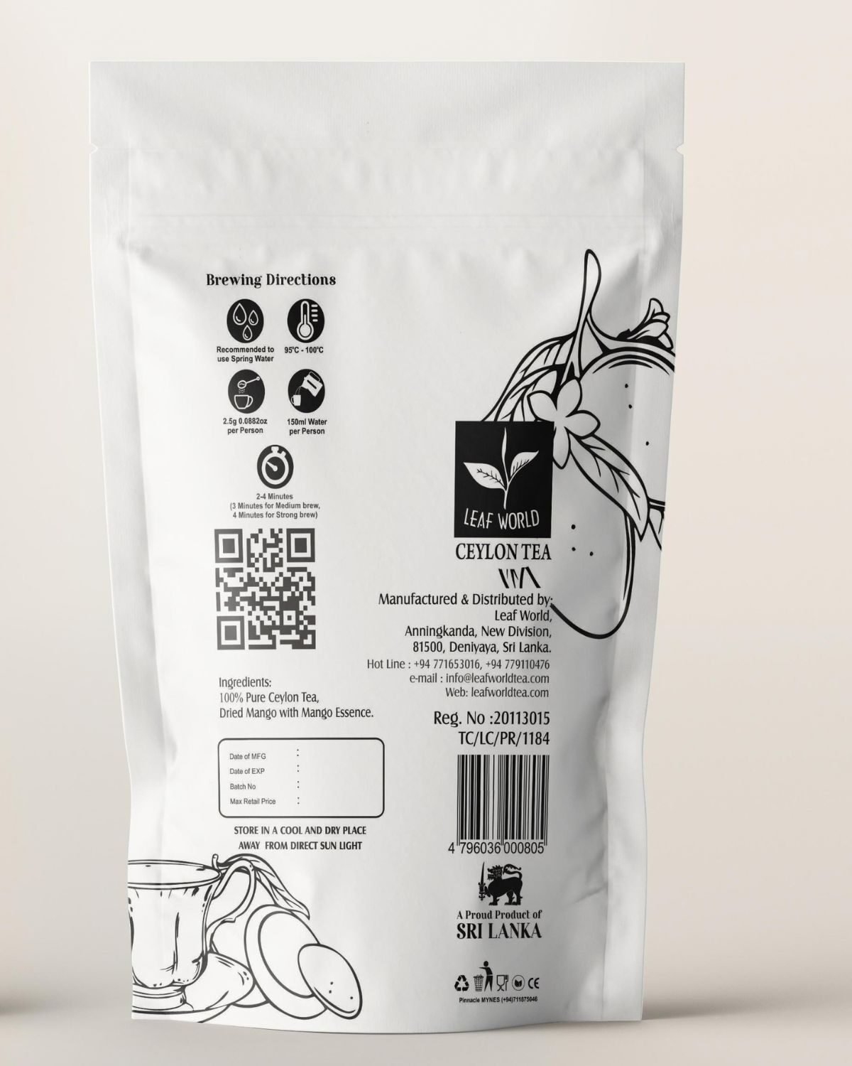 Mango Green Tea — back of pack