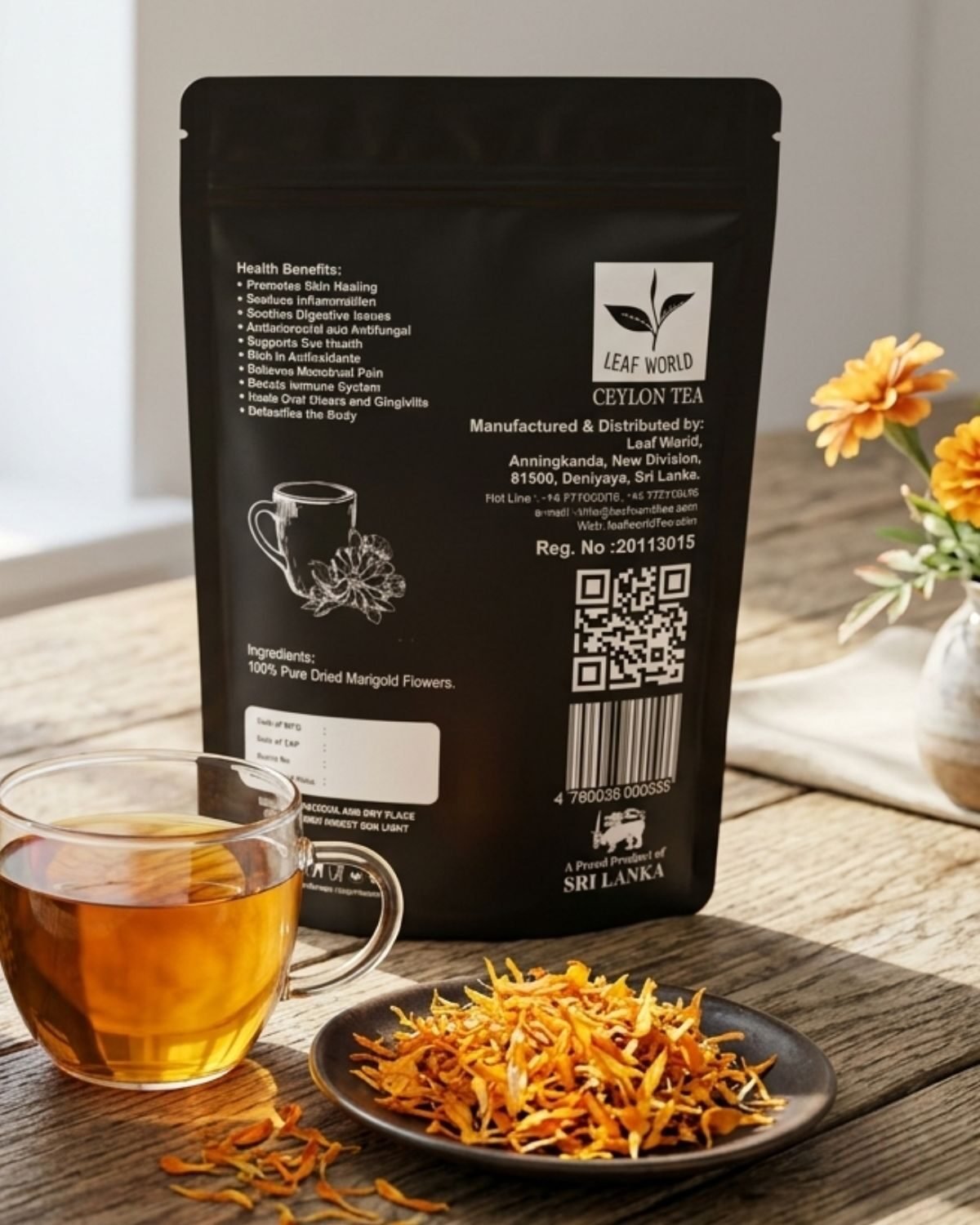 Marigold Flower Tea — back of pack