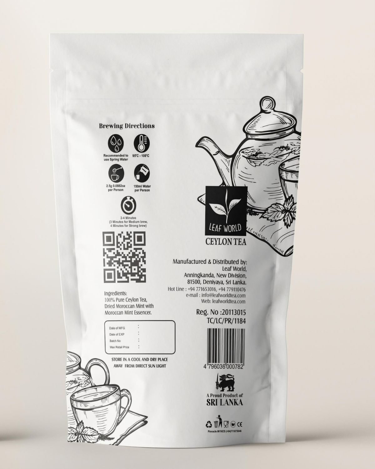 Mint Green Tea — back of pack