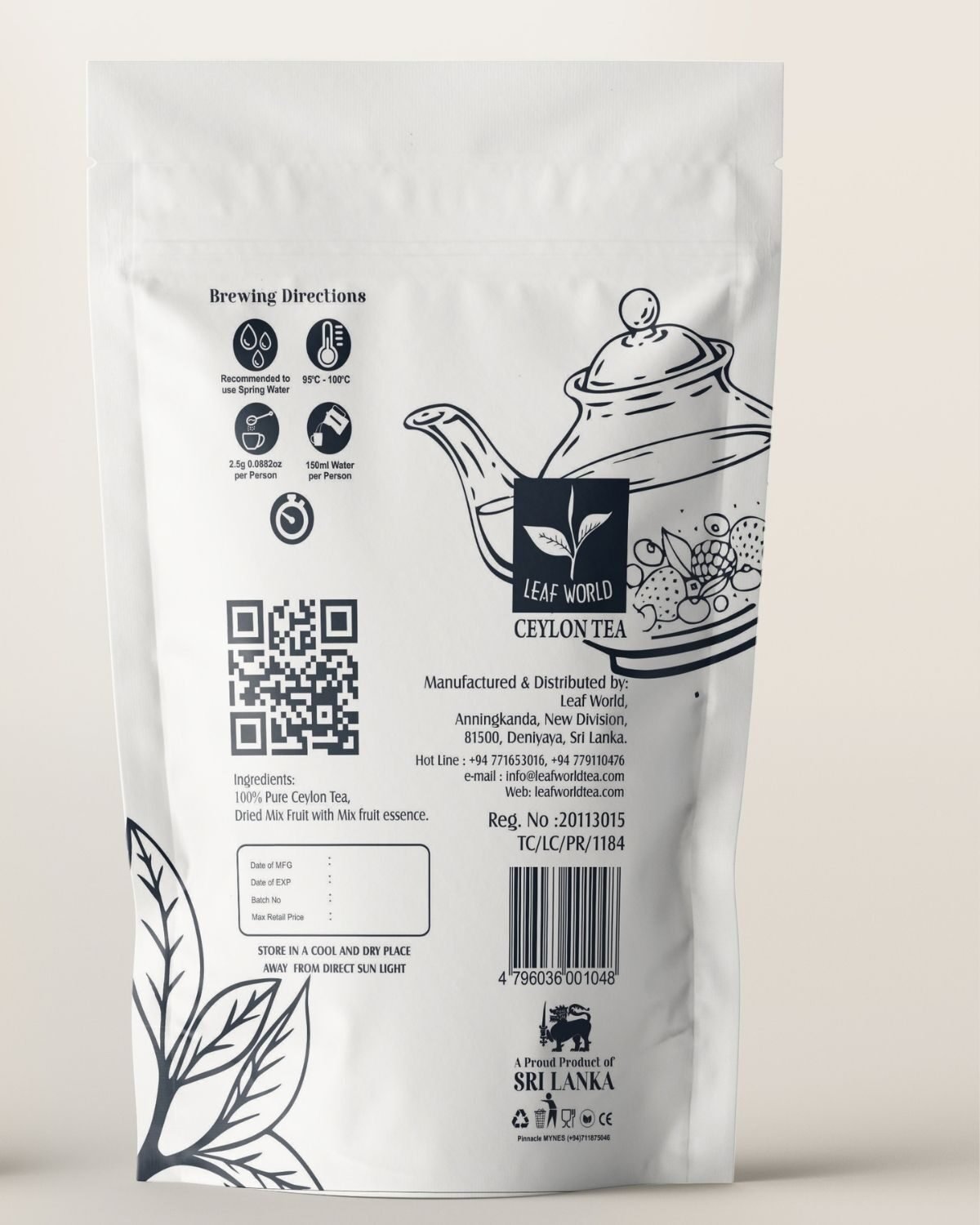 Mix fruit Black Tea — back of pack