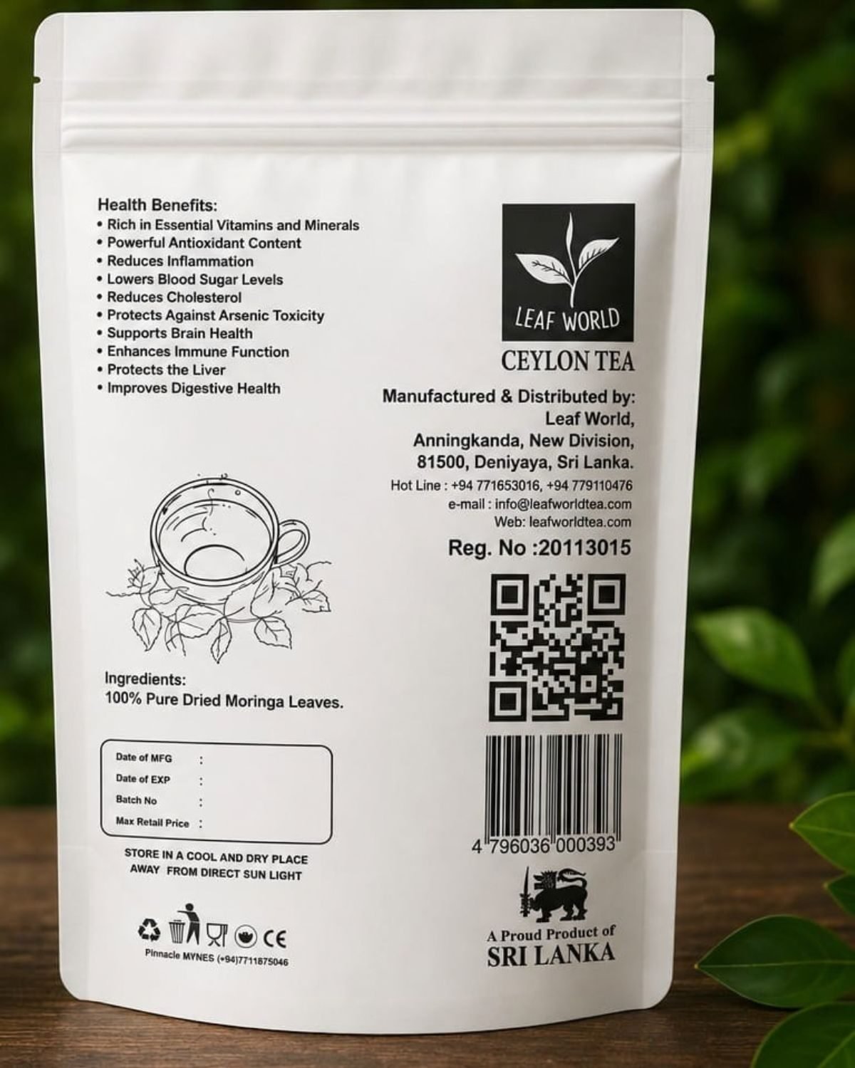 Moringa Leaves — back of pack