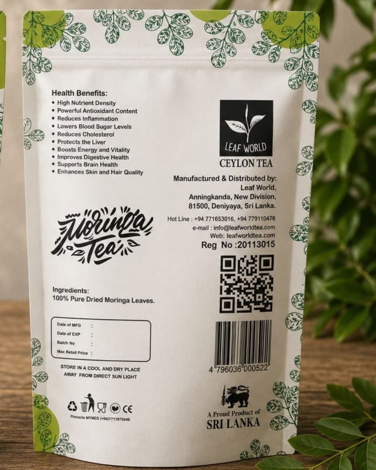 Moringa Powder — back of pack