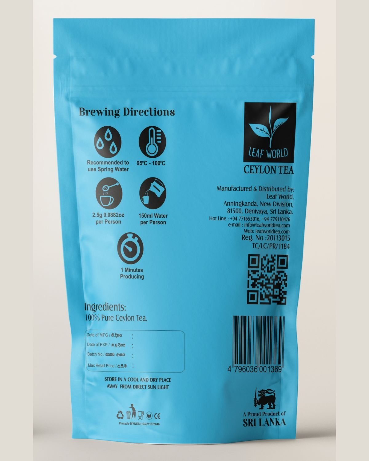 OP Black Tea — back of pack