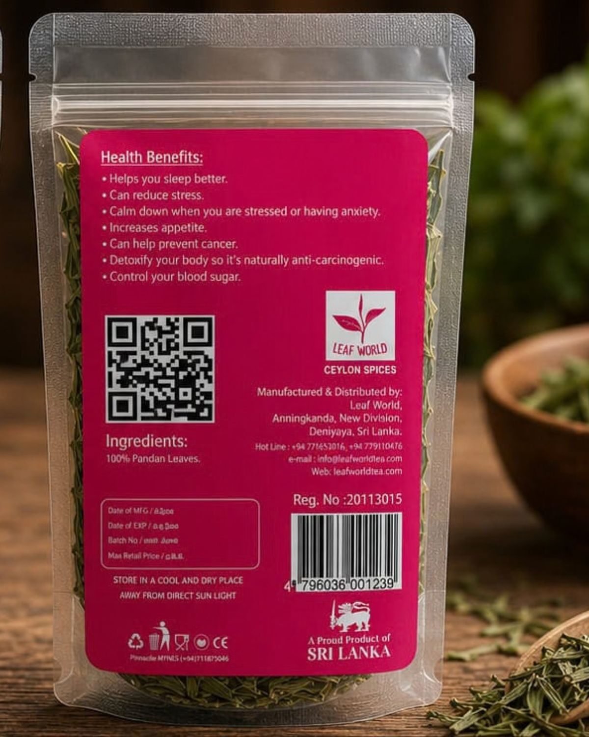 Pandan Leaves — back of pack