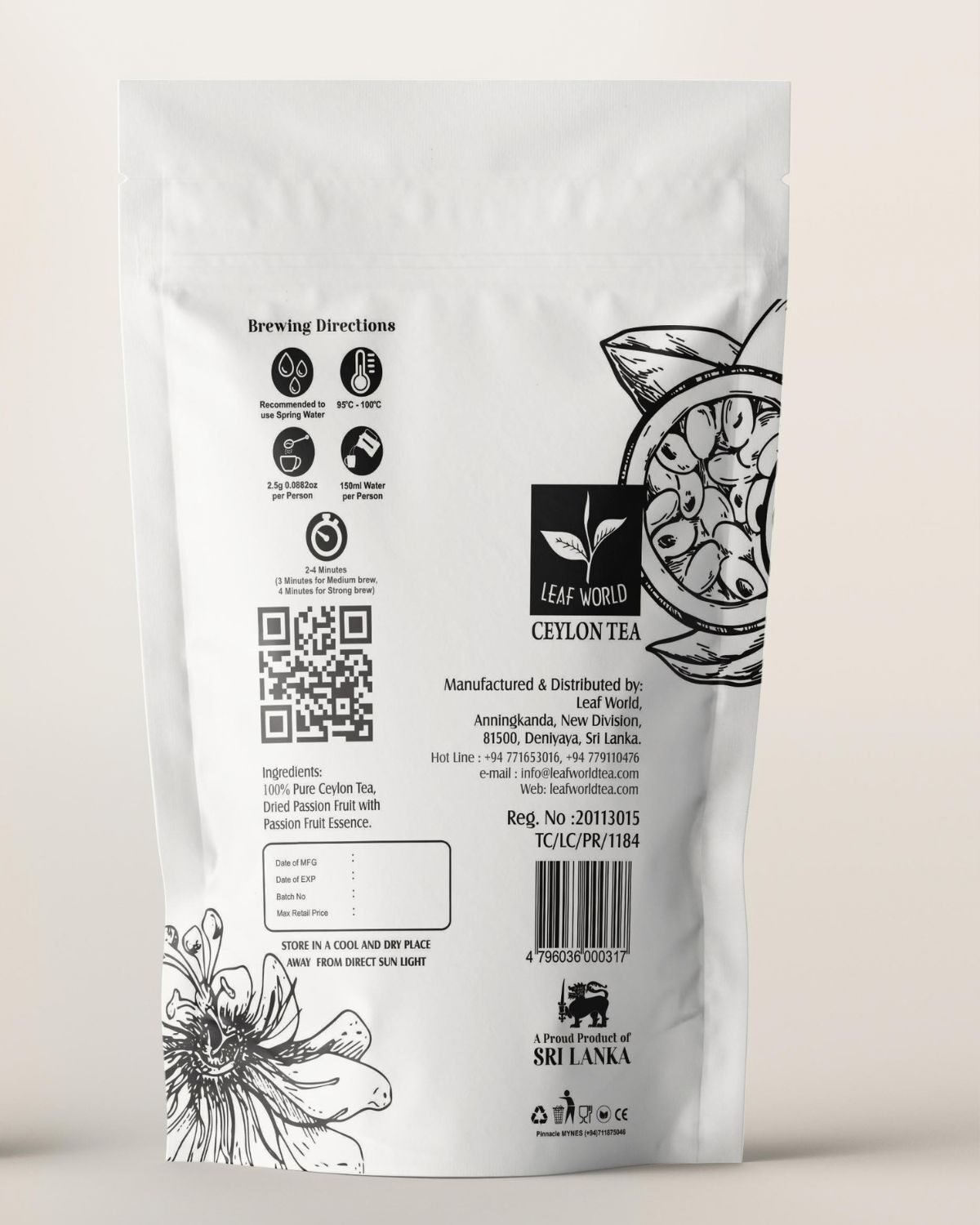 Passion fruit Green Tea — back of pack