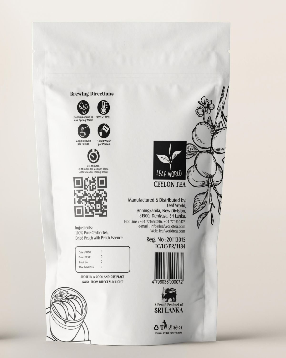 Peach Green Tea — back of pack
