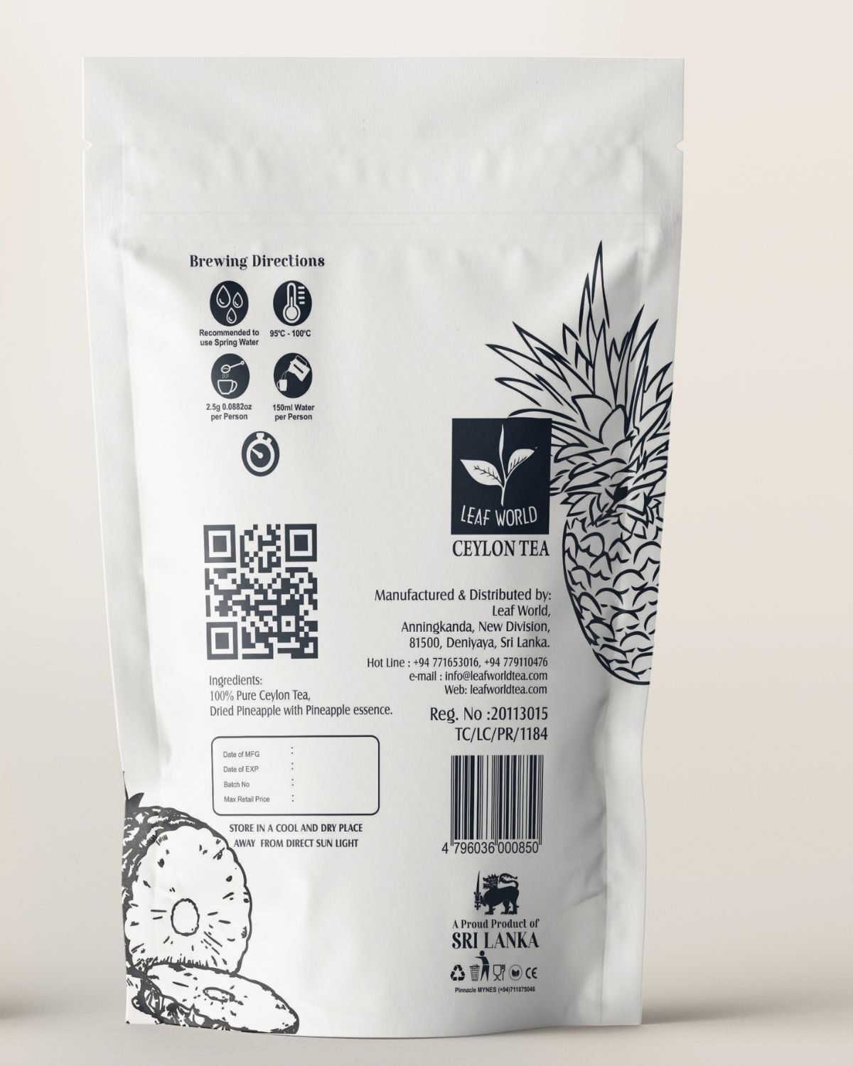 Pineapple Black Tea — back of pack