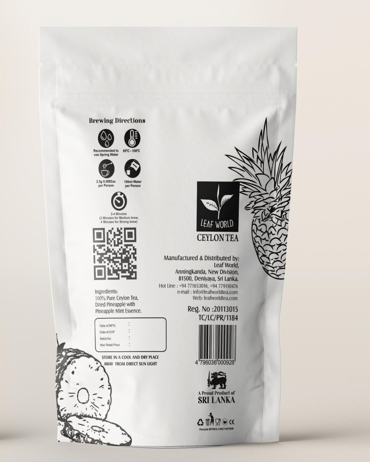 Pineapple Green Tea — back of pack