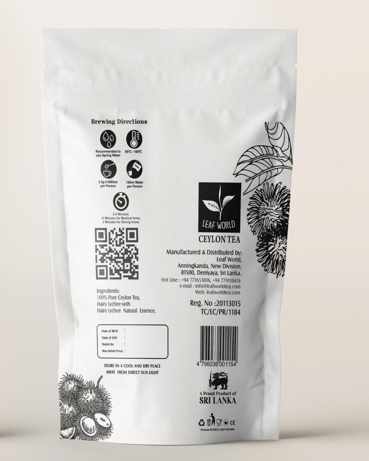 Rambutan Green Tea — back of pack