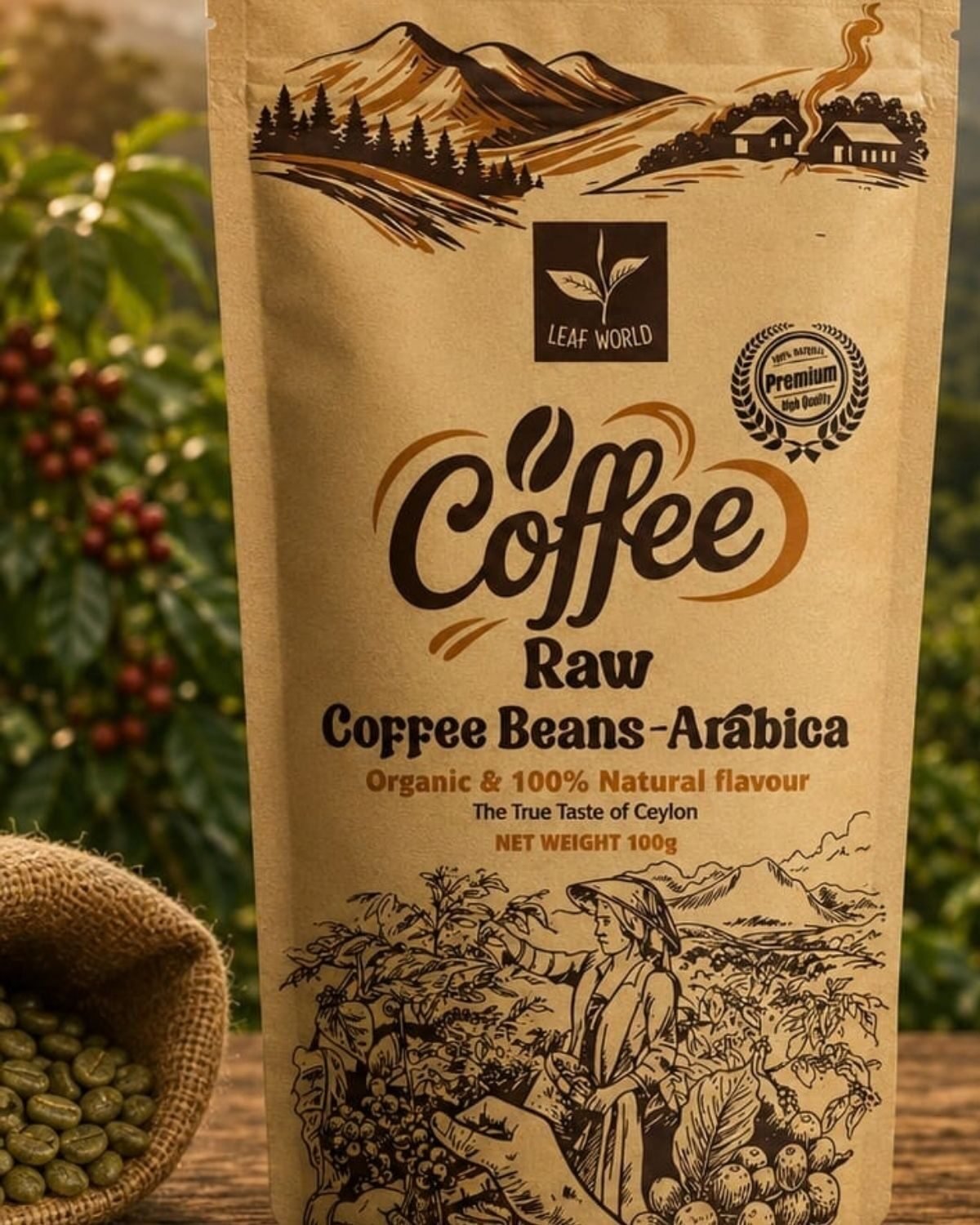 Raw Coffee Beans — Arabica — Leaf World Ceylon