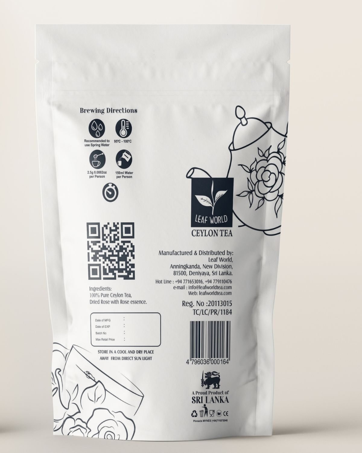 Rose Black Tea — back of pack