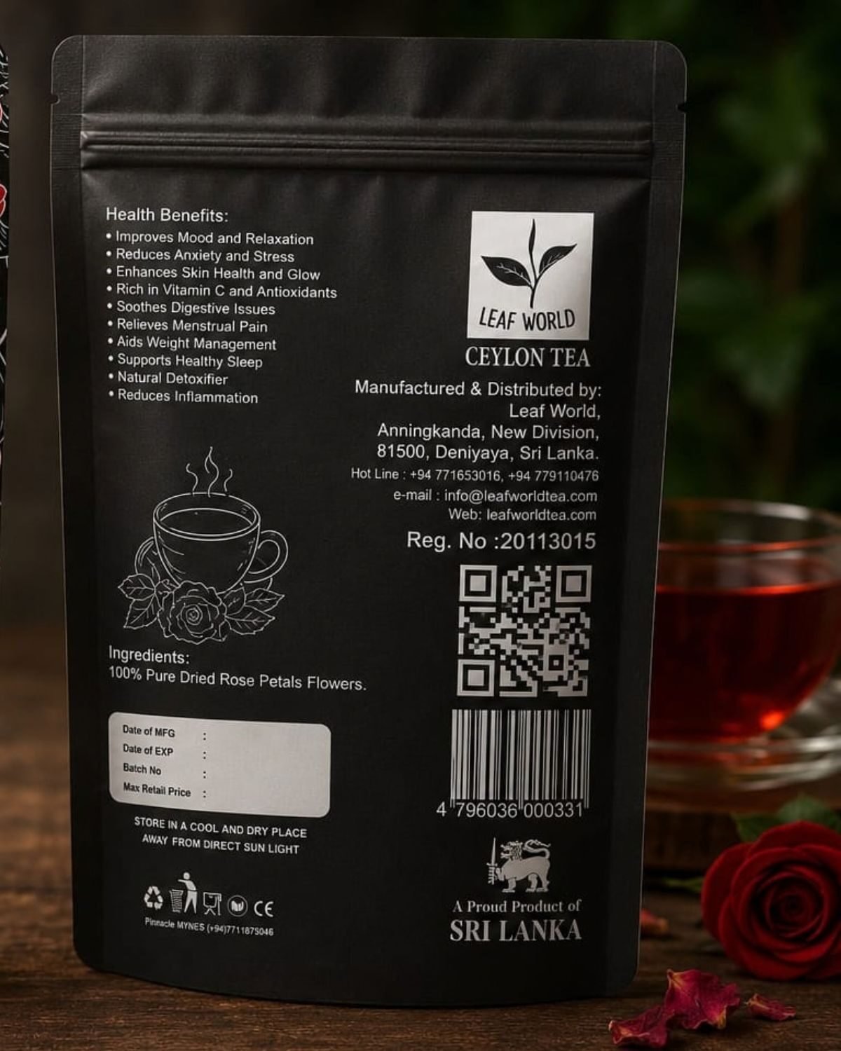 Rose Flower Tea — back of pack