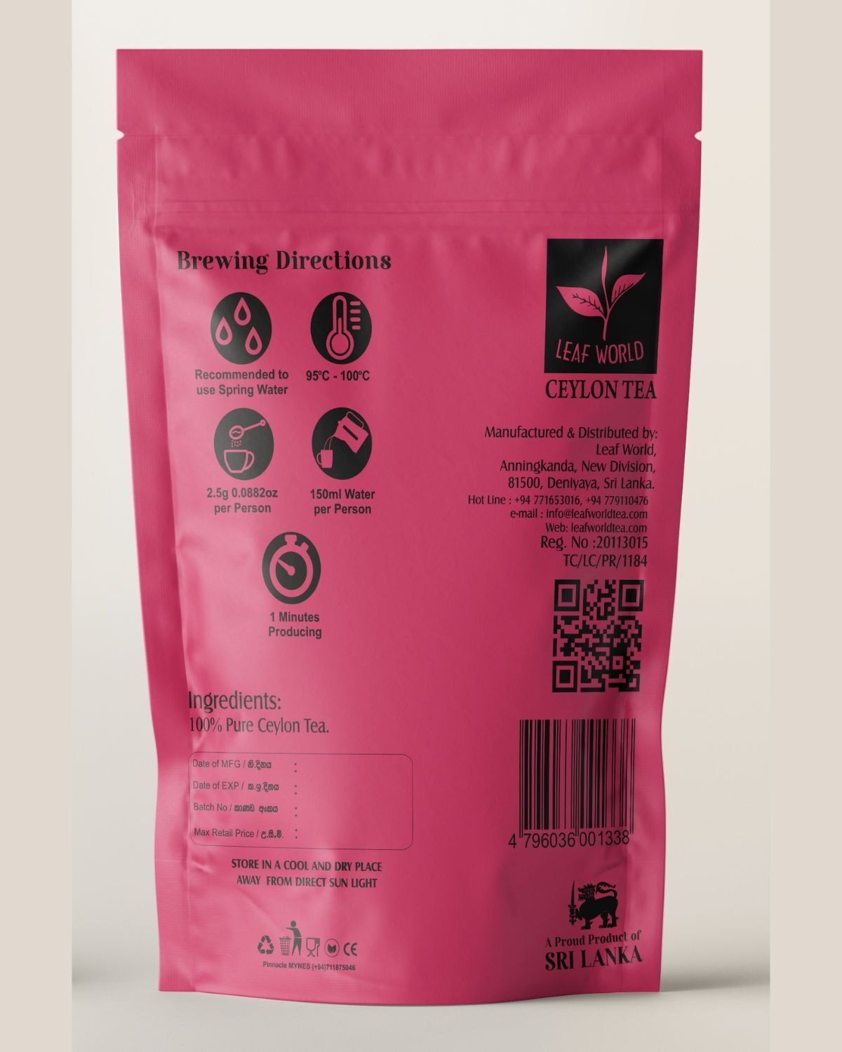 Silver Tips Tea — back of pack