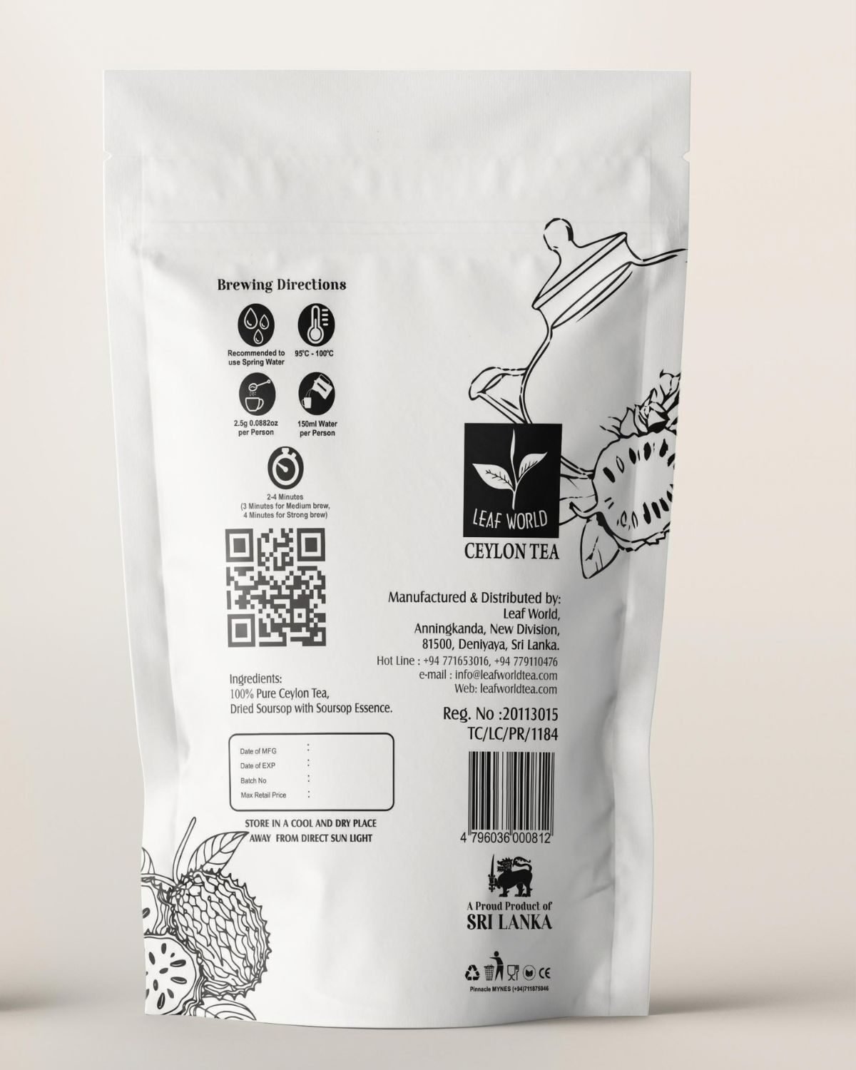 Soursop Green Tea — back of pack