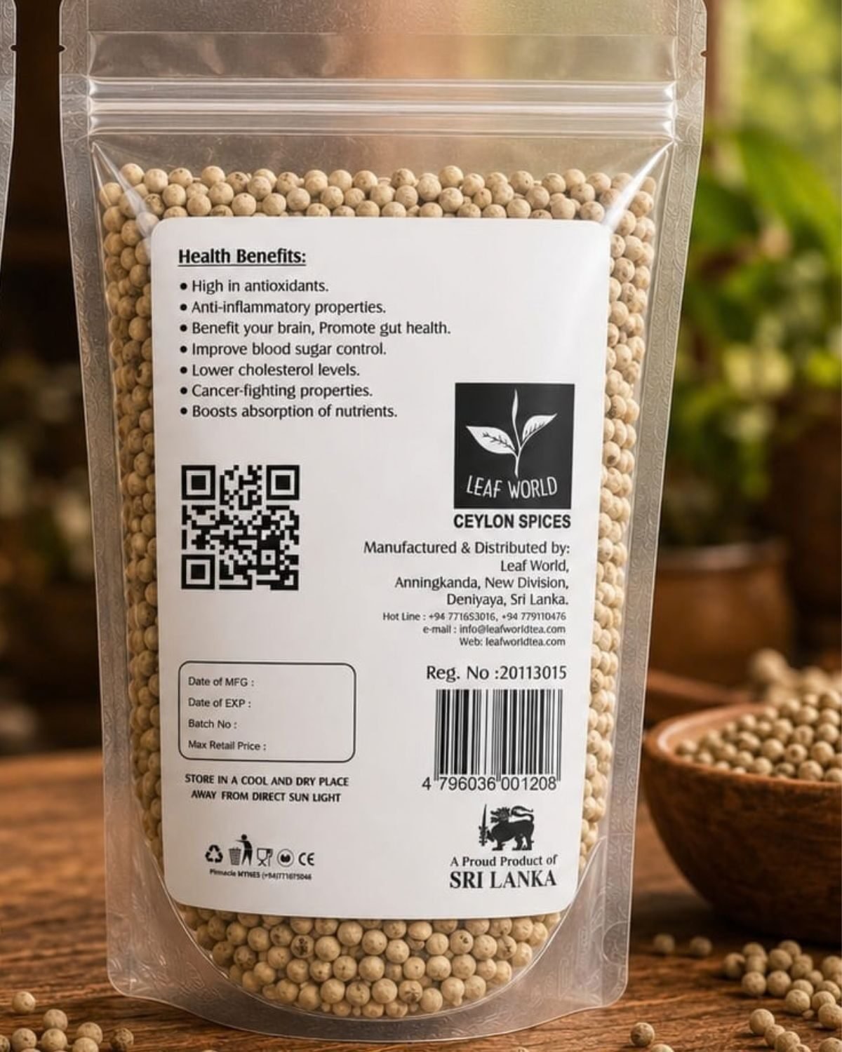 White Pepper Seeds — back of pack